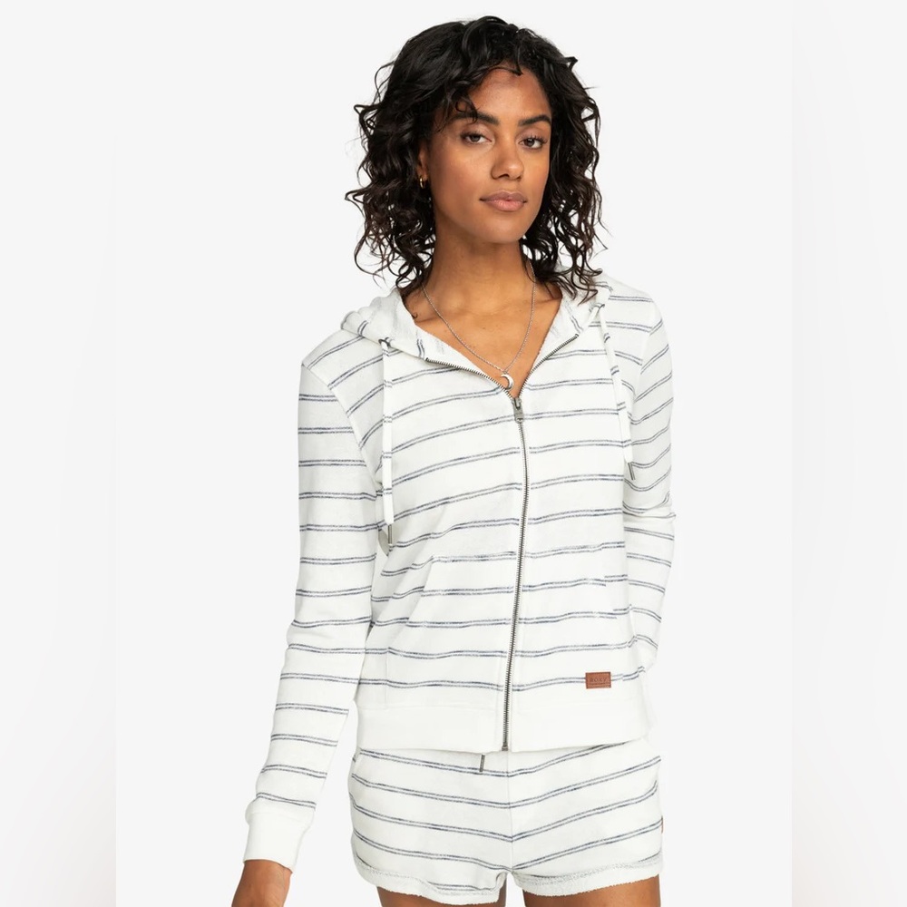 Roxy Women’s Size Small Perfect Wave Stripes Cotton Terry Zip Up Hoodie